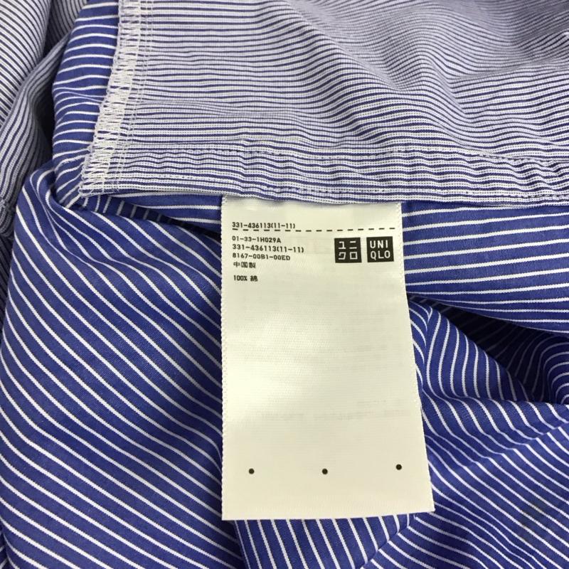 ユニクロ UNIQLO シャツ、ブラウス 長袖 長袖シャツ ストライプシャツ カラーシャツ L ストライプ 青 / ブルー / blue メンズ USED 古着 中古 10156926
