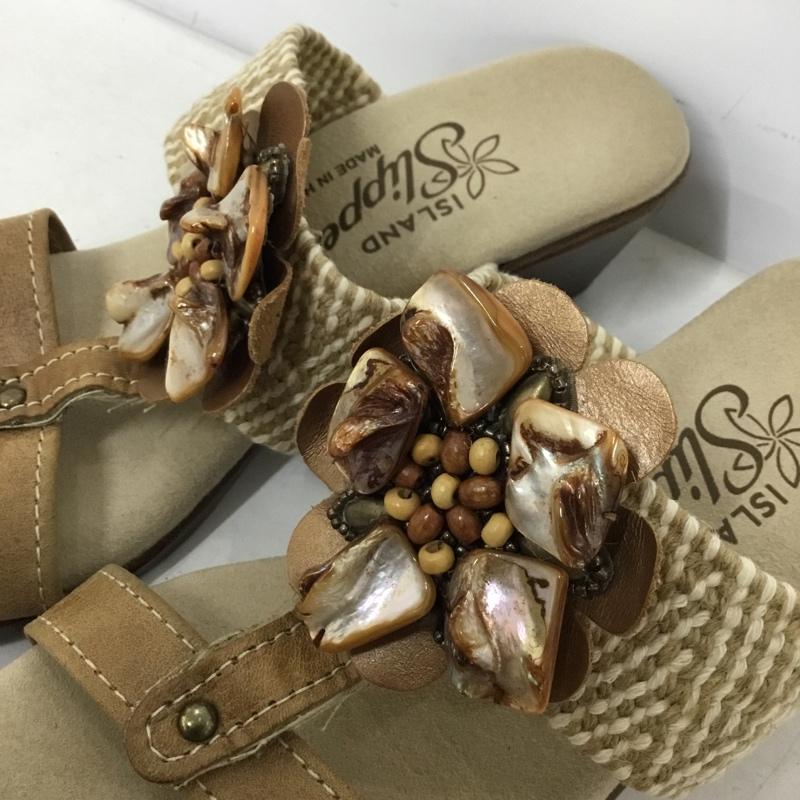 アイランドスリッパ ISLAND SLIPPER サンダル サンダル 花モチーフ ベージュ / ベージュ / beige レディース USED 古着 中古 10156994