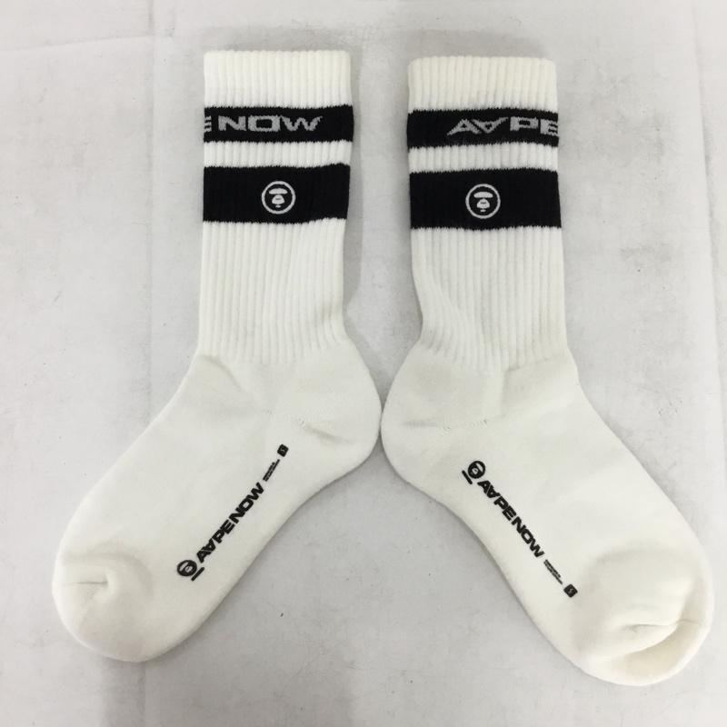 アベイシングエイプ A BATHING APE ファッション小物 ファッション小物 AAPE NOW 靴下 ロゴ、文字 白 / ホワイト / white X 黒 / ブラック / black メンズ USED 古着 中古 10157344