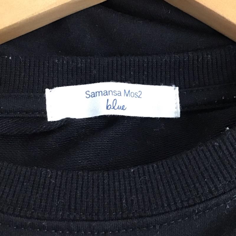 サマンサモスモスブルー Samansa Mos2 blue Tシャツ 七分袖 FREE プリント 黒 / ブラック / black レディース USED 古着 中古 10157368