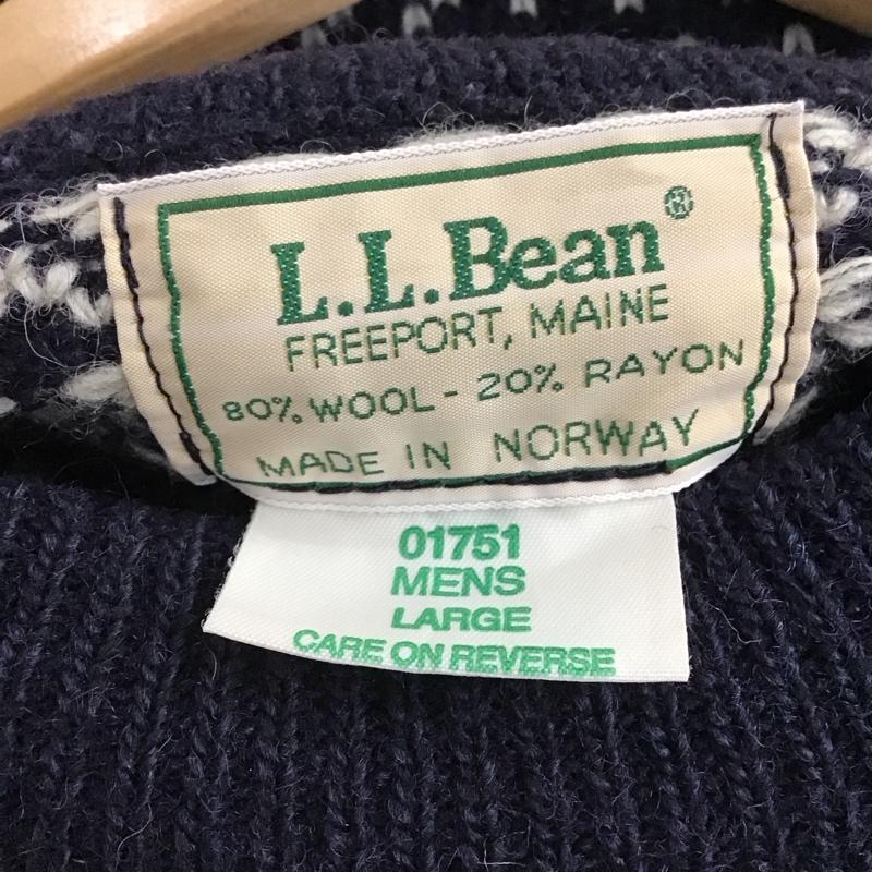 エルエルビーン L.L.Bean ニット、セーター 長袖 長袖ニットカットソー クルーネック セーター L 総柄 紺 / ネイビー / navy メンズ USED 古着 中古 10157809