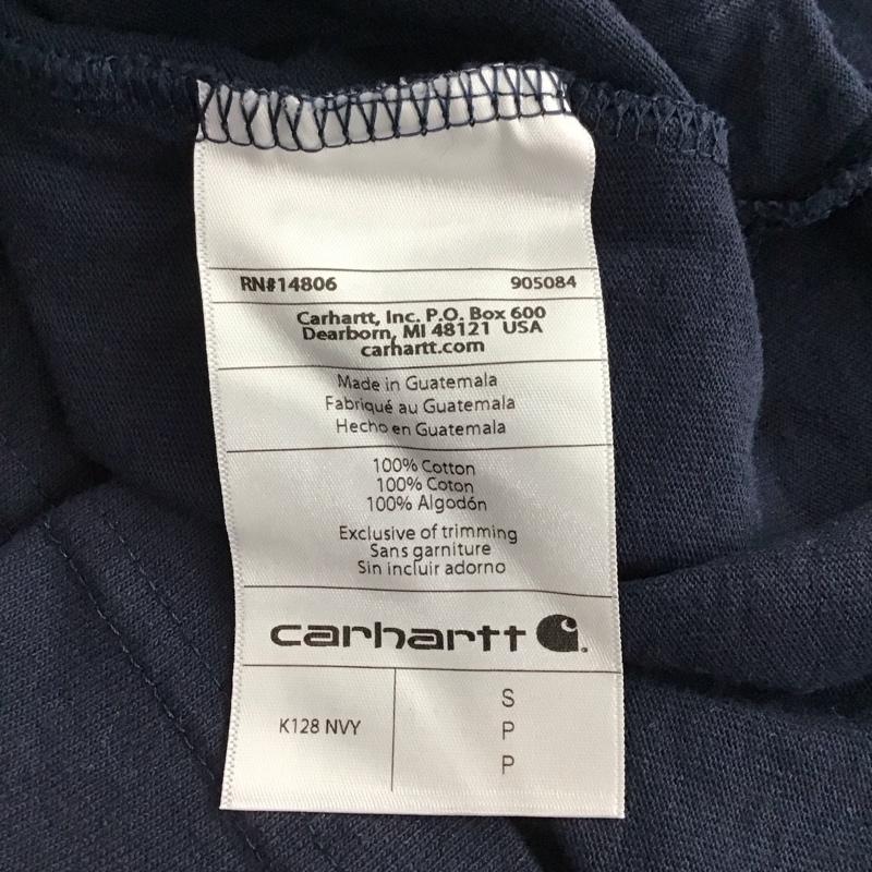 カーハート Carhartt Tシャツ 長袖 K128 NVY ヘンリーネック ポケット付き S ロゴ、文字 紺 / ネイビー / navy メンズ USED 古着 中古 10157931