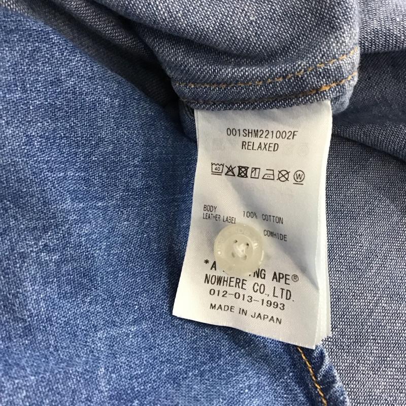 アベイシングエイプ A BATHING APE シャツ、ブラウス 長袖 長袖シャツ デニムシャツ カラーシャツ L ロゴ、文字 インディゴ / インディゴ / Indigo メンズ USED 古着 中古 10158113