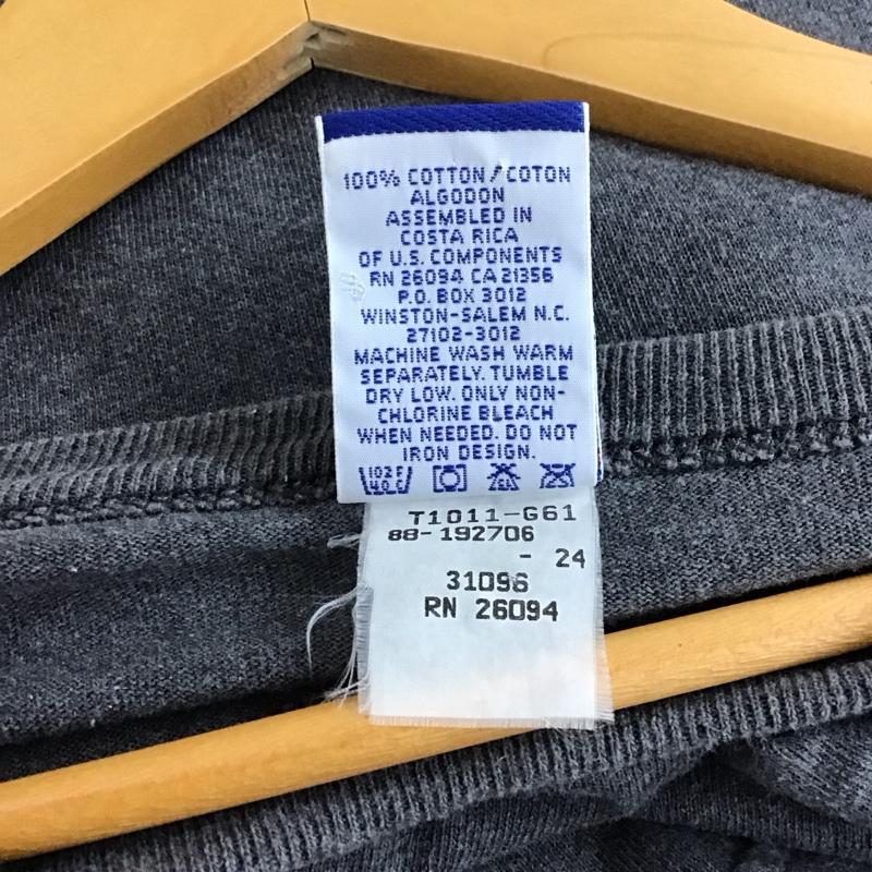 チャンピオン Champion Tシャツ 半袖 半袖カットソー プリントTシャツ クルーネックカットソー L ロゴ、文字 ダークグレー / ダークグレー / メンズ USED 古着 中古 10158156