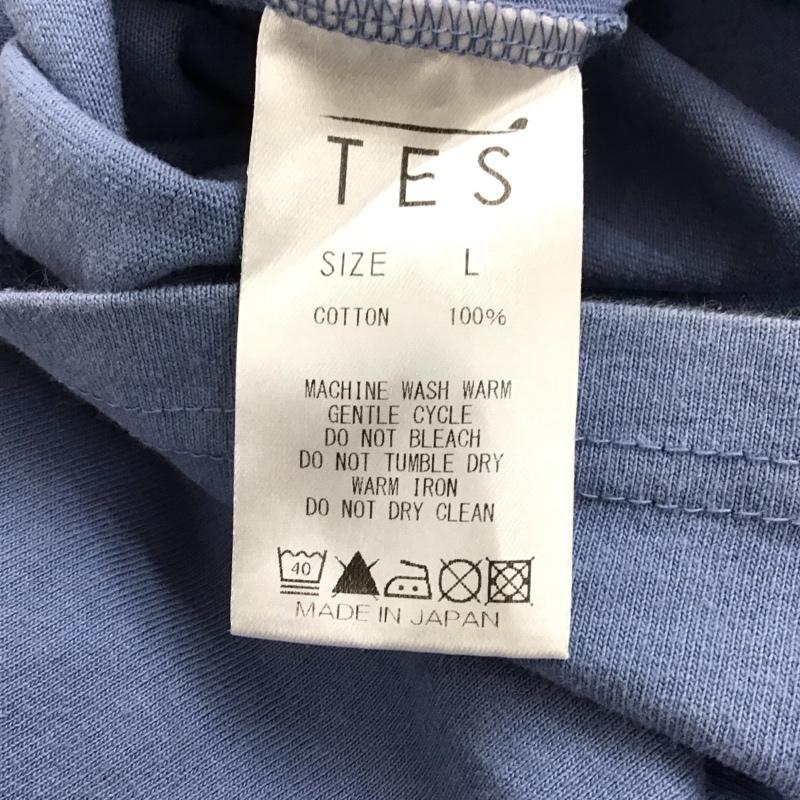 テス TES Tシャツ 半袖 半袖カットソー プリントTシャツ クルーネックカットソー L ロゴ、文字 水色 / ライトブルー / メンズ USED 古着 中古 10158186