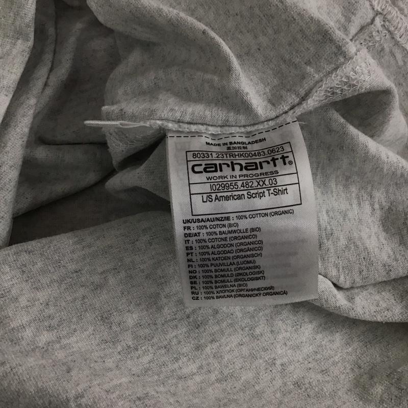 カーハート Carhartt カットソー 長袖 長袖カットソー プリントカットソー クルーネック L ロゴ、文字 灰 / グレー / gray メンズ USED 古着 中古 10158750
