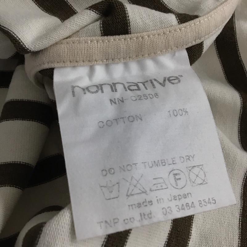 ノンネイティブ nonnative カットソー 長袖 長袖カットソー プリントカットソー 0 ボーダー柄 茶 / ブラウン / brown X アイボリー / アイボリー / メンズ USED 古着 中古 10158753