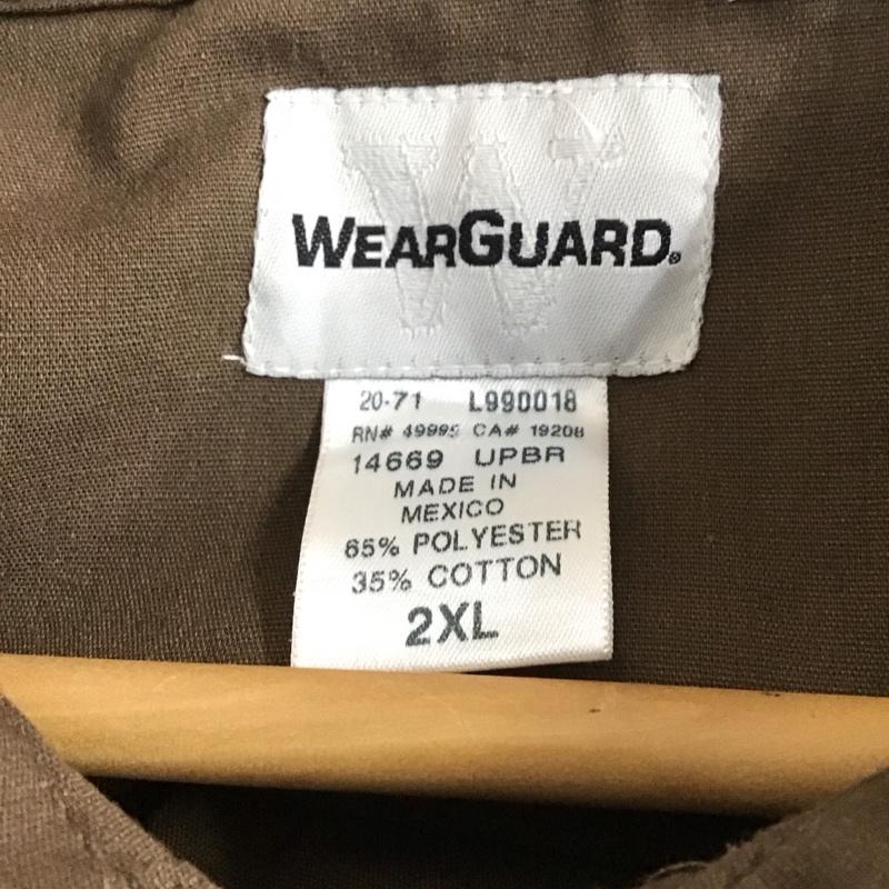ウェアガード Wear Guard シャツ、ブラウス 長袖 長袖シャツ カジュアルシャツ XXL ロゴ、文字 茶 / ブラウン / brown メンズ USED 古着 中古 10159101