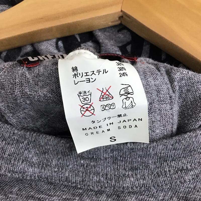 クリームソーダ CREAMSODA Tシャツ 半袖 半袖カットソー プリントTシャツ クルーネックカットソー S ロゴ、文字 灰 / グレー / gray メンズ USED 古着 中古 10159235