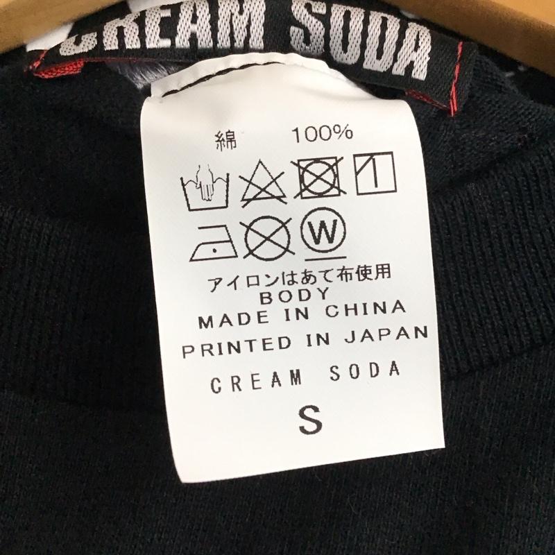クリームソーダ CREAMSODA Tシャツ 半袖 半袖カットソー プリントTシャツ クルーネックカットソー S ロゴ、文字 黒 / ブラック / black メンズ USED 古着 中古 10159244