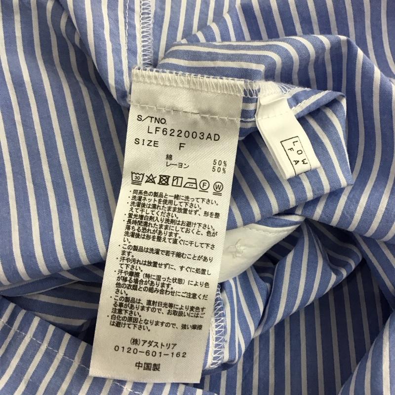 ローリーズファーム LOWRYS FARM ワンピース ひざ丈スカート FREE ストライプ 白 / ホワイト / white X 水色 / ライトブルー / レディース USED 古着 中古 10159365
