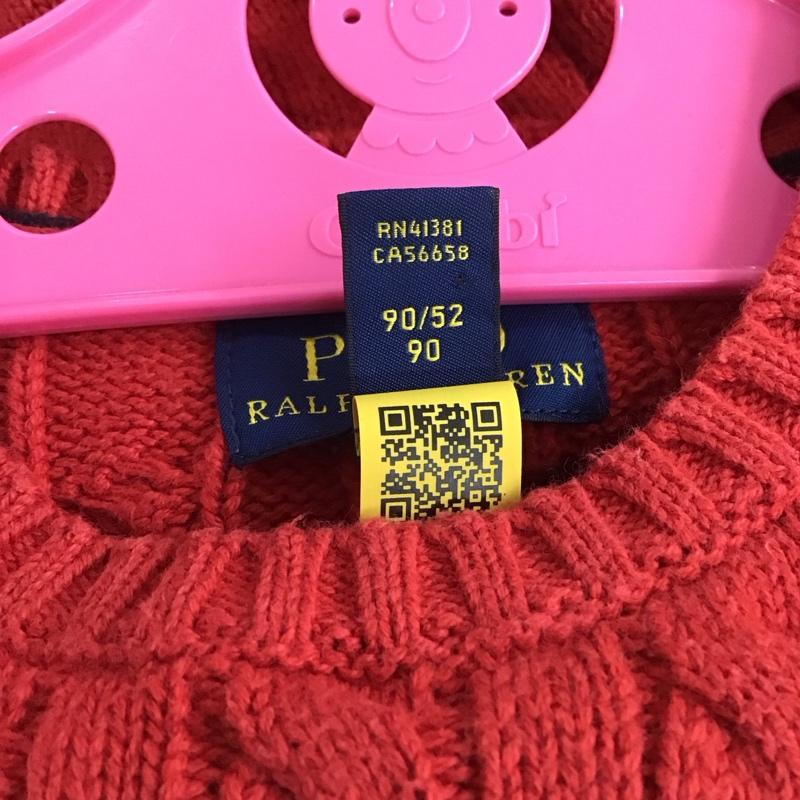 ポロラルフローレン POLO RALPH LAUREN ニット、セーター 長袖 2 無地 赤 / レッド / red ガールズ USED 古着 中古 10159420