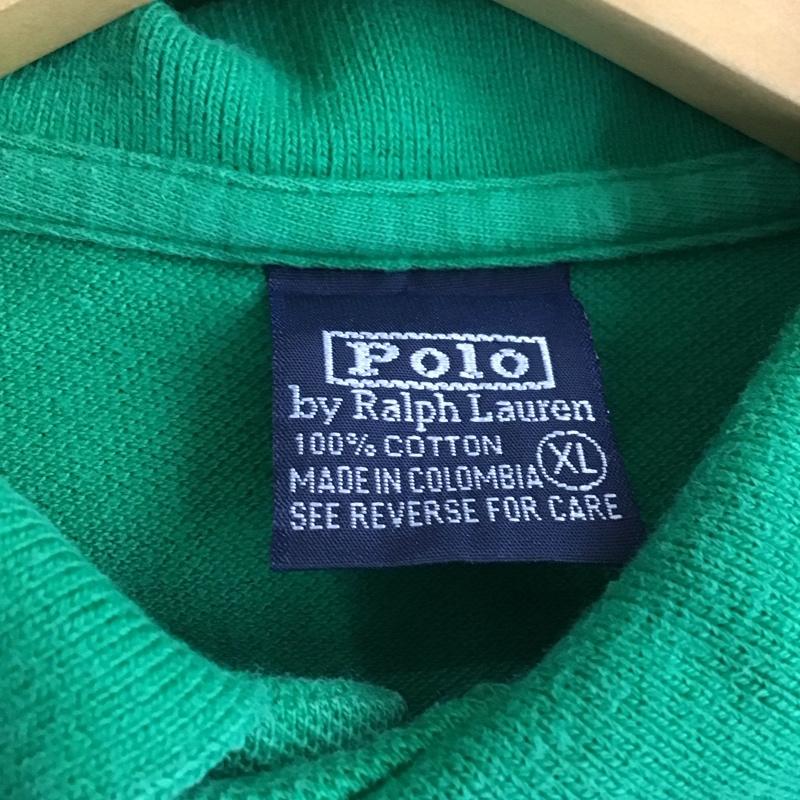 ポロバイラルフローレン Polo by RALPH LAUREN ポロシャツ 半袖 半袖ポロシャツ カラーシャツ 半袖カットソー XL ロゴ、文字 緑 / グリーン / green メンズ USED 古着 中古 10159489