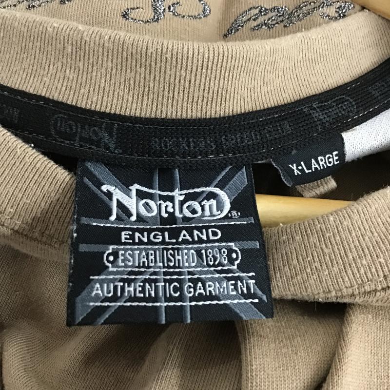 ノートン Norton Tシャツ 半袖 半袖カットソー プリントTシャツ クルーネックカットソー XL ロゴ、文字 茶 / ブラウン / brown メンズ USED 古着 中古 10160174