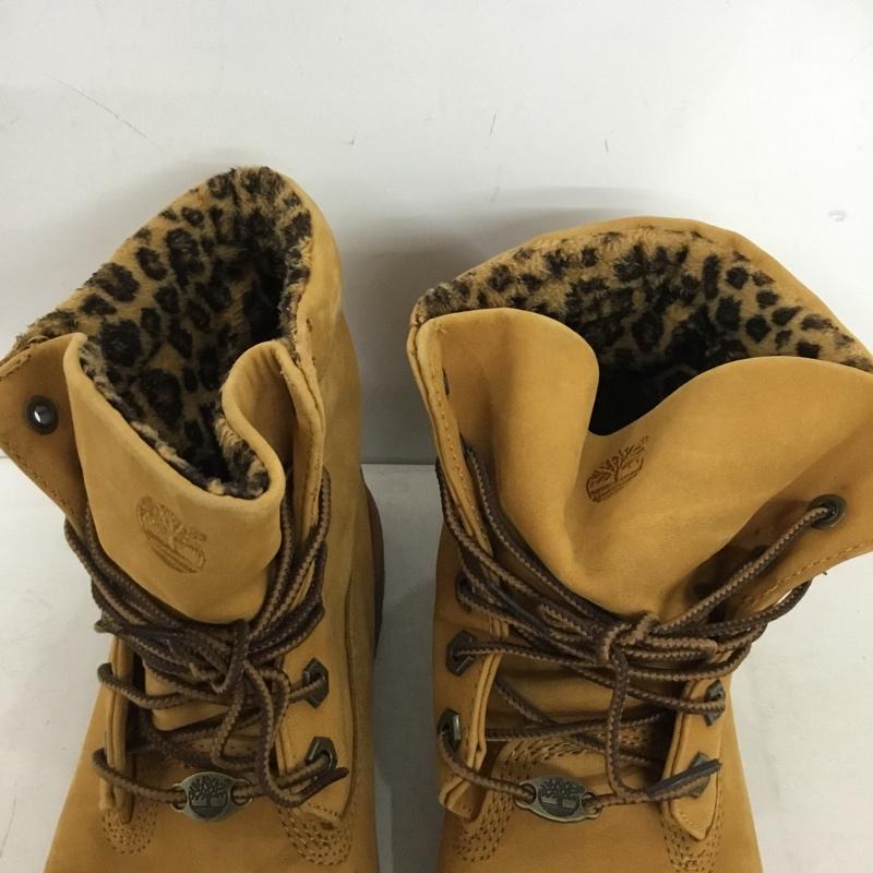 ティンバーランド Timberland ブーツ ショートブーツ 8139A オーセンティックス ロールトップ ウィート レオパード 24.5cm 24.5cm ワンポイント キャメル / キャメル / レディース USED 古着 中古 10160222