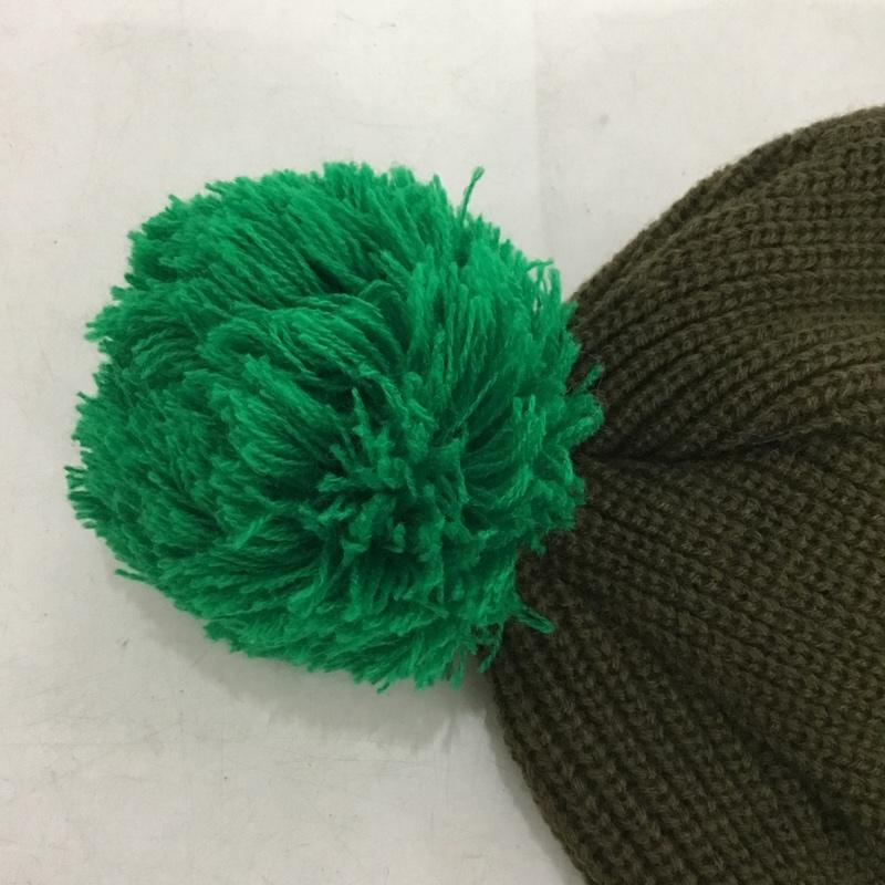 インハビタント INHABITANT 帽子 ニット帽 ISM22HW90 ポンポン Revival knit cap ロゴ、文字 茶 / ブラウン / brown X 薄緑 / ライトグリーン / X 緑 / グリーン / green メンズ USED 古着 中古 10160237