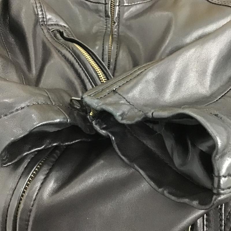 古着 USED ジャケット、上着 ジャンパー、ブルゾン ジップアップジャケット アウター ラムレザー 46 無地 黒 / ブラック / black メンズ USED 古着 中古 10160373