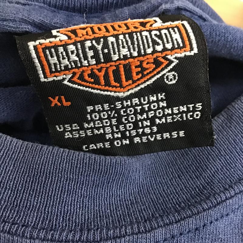 ハーレーダビッドソン Harley-Davidson Tシャツ 半袖 半袖カットソー プリントTシャツ クルーネックカットソー XL プリント 紺 / ネイビー / navy メンズ USED 古着 中古 10160931