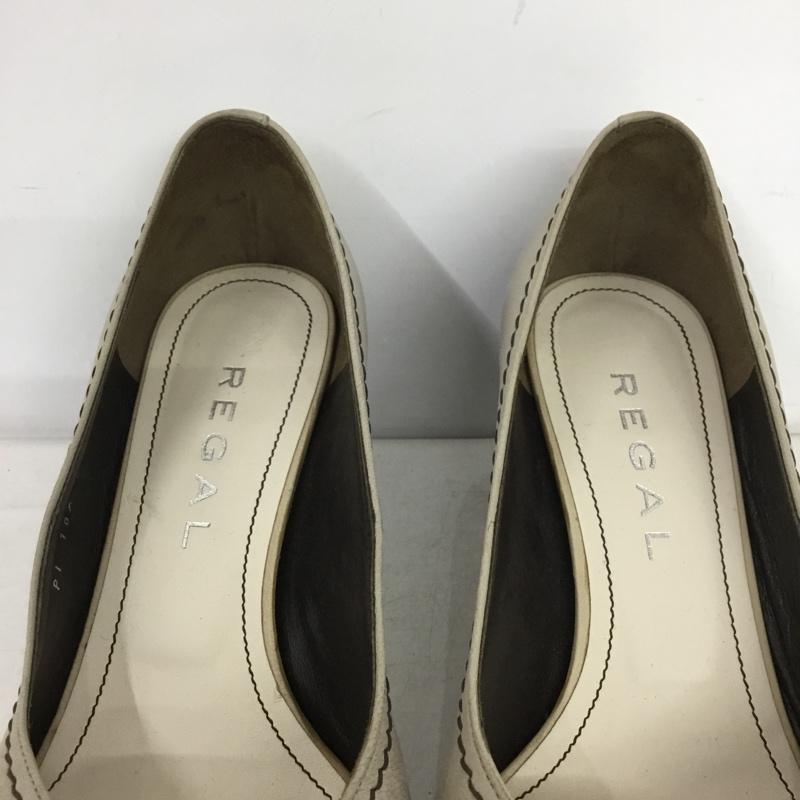 リーガル REGAL パンプス パンプス 6528 オープントゥ 22.5 22.5cm 無地 灰 / グレー / gray X ベージュ / ベージュ / beige レディース USED 古着 中古 10161090
