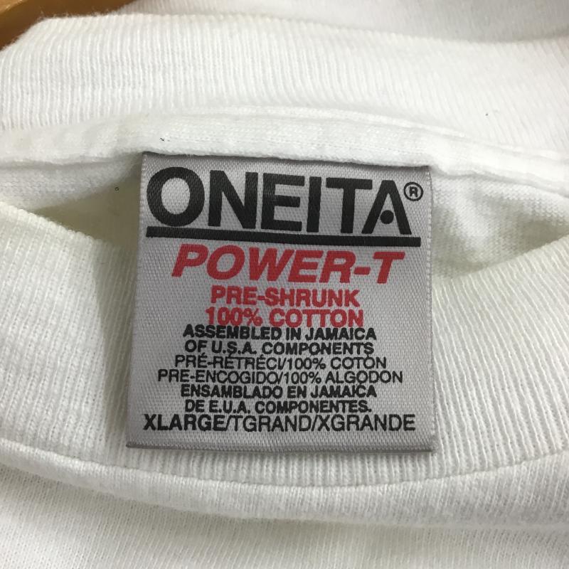 オニータ ONEITA Tシャツ 半袖 半袖カットソー プリントTシャツ クルーネックカットソー XL プリント 白 / ホワイト / white メンズ USED 古着 中古 10161101