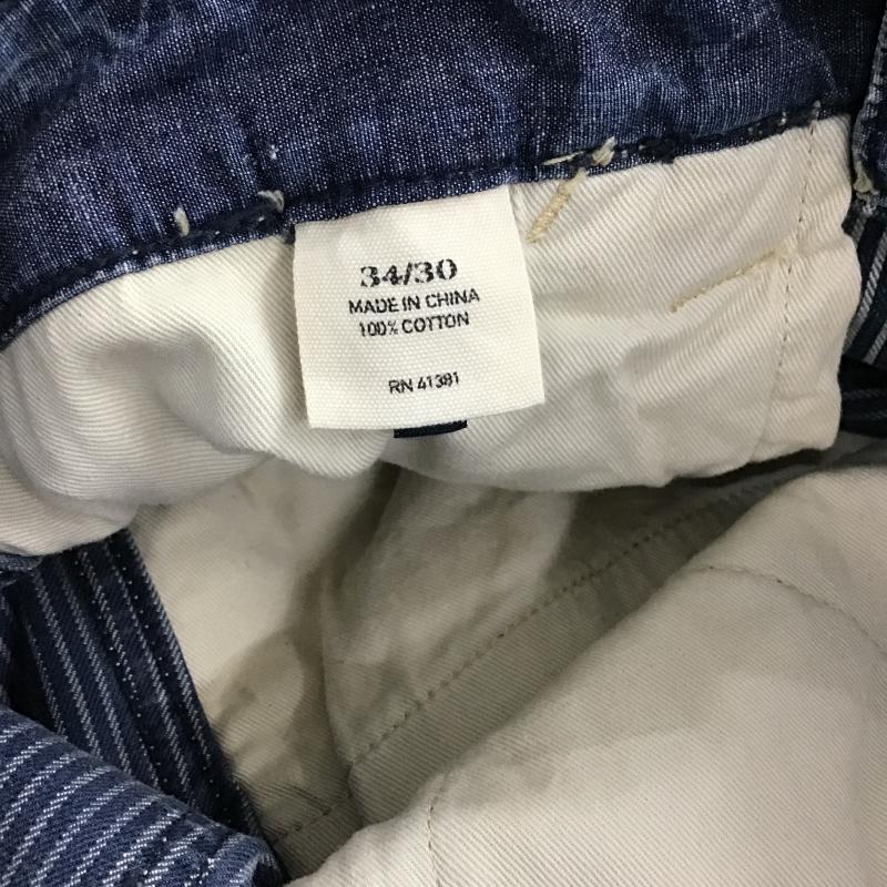 ポロラルフローレン POLO RALPH LAUREN パンツ デニム、ジーンズ デニムパンツ ワイドパンツ カジュアルパンツ ヒッコリー 34インチ ストライプ インディゴ / インディゴ / Indigo メンズ USED 古着 中古 10161296