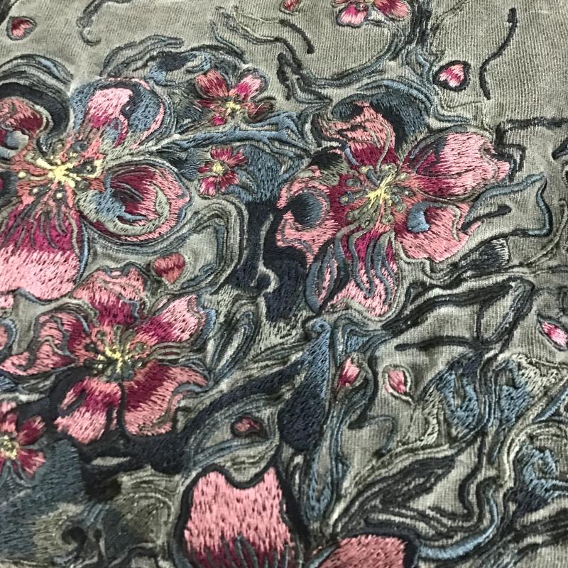 ドラスティックガーデン DRASTIC GARDEN カットソー 長袖 長袖カットソー 刺繍カットソー クルーネック XL 刺繍 ダークグレー / ダークグレー / メンズ USED 古着 中古 10161715