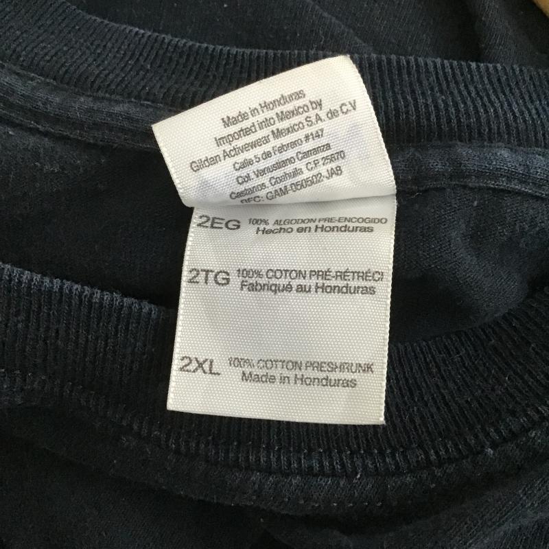 ギルダン GILDAN カットソー 長袖 長袖カットソー プリントカットソー クルーネック XXL プリント 紺 / ネイビー / navy メンズ USED 古着 中古 10161720