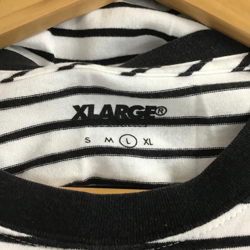 エクストララージ XLARGE カットソー 長袖 長袖カットソー プリントカットソー クルーネック L ボーダー柄 白 / ホワイト / white X 黒 / ブラック / black メンズ USED 古着 中古 10161873