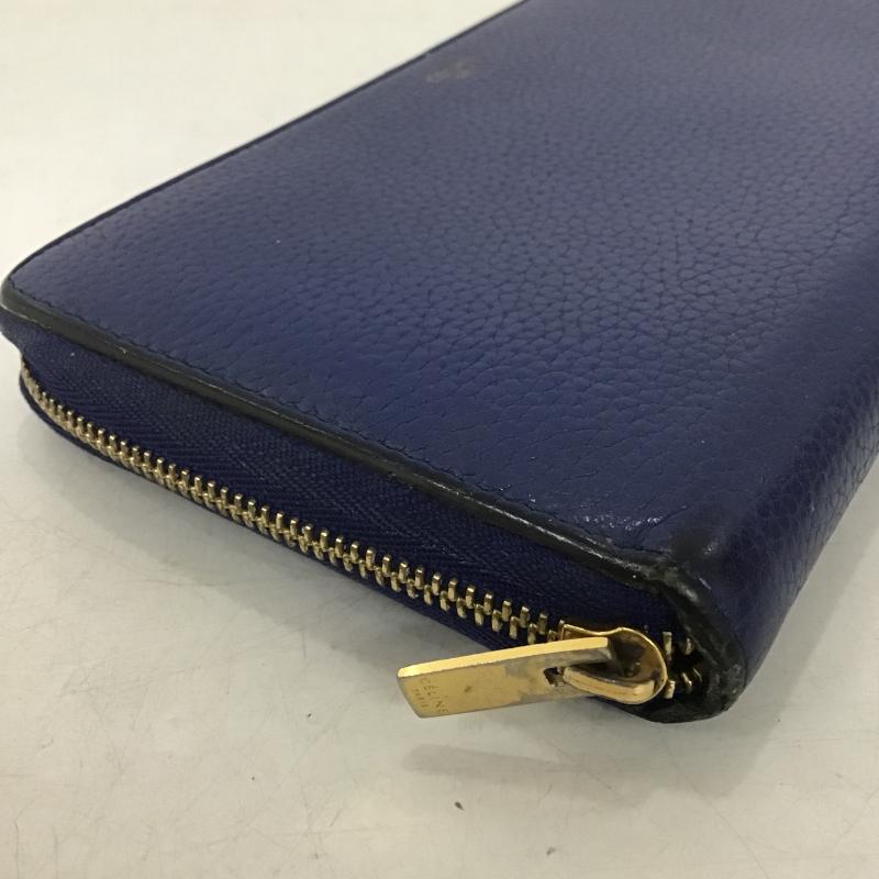 セリーヌ CELINE 財布 長財布 ラウンドファスナー ロゴ、文字 紺 / ネイビー / navy レディース USED 古着 中古 10161984