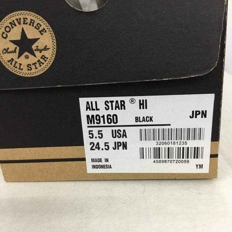 コンバース CONVERSE スニーカー スニーカー M9160 CANVAS ALL STAR HI 24.5cm 箱有 24.5cm ロゴ、文字 黒 / ブラック / black レディース USED 古着 中古 10161998