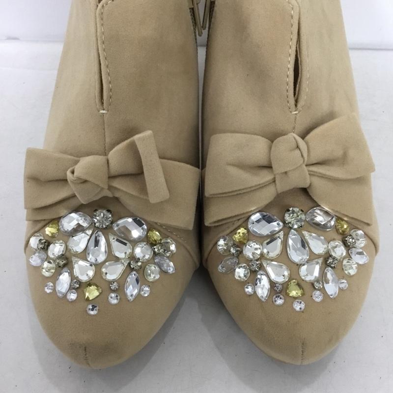 ランダ RANDA ブーツ ブーティ PB03748S アンクル丈 L ヒール リボン ビジュー L 無地 ベージュ / ベージュ / beige レディース USED 古着 中古 10162151