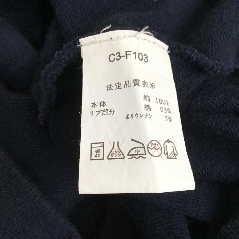 チャンピオン Campion パーカー 半袖 ジップアップ半袖パーカー スウェット L ロゴ、文字 紺 / ネイビー / navy メンズ USED 古着 中古 10162158