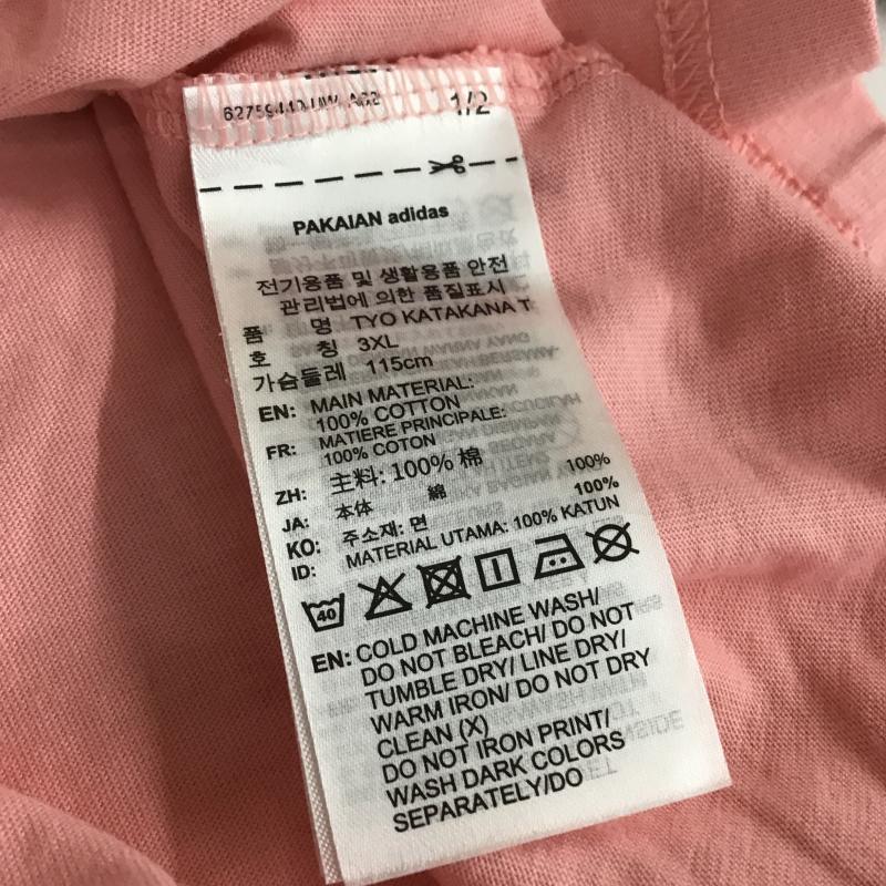アディダス adidas Tシャツ 半袖 半袖カットソー プリントTシャツ クルーネックカットソー ロゴ、文字 桃 / ピンク / pink メンズ USED 古着 中古 10162700