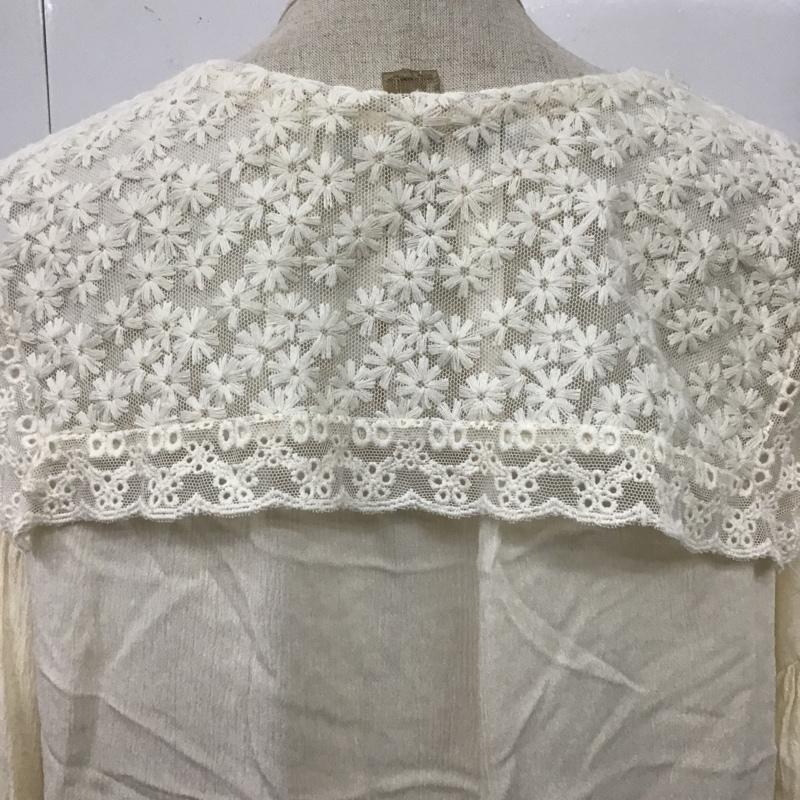 ザラ ZARA カットソー 長袖 7484 058 712 刺繍カラーブラウス ビッグカラー S 無地 アイボリー / アイボリー /  レディース USED 古着 中古 10107156