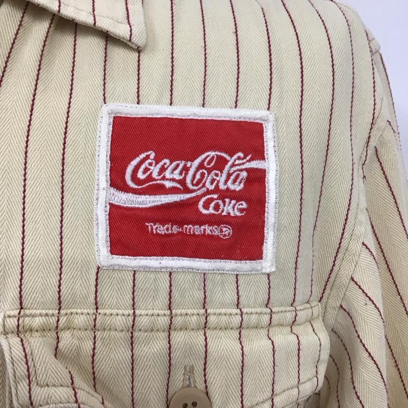 古着 USED シャツ、ブラウス 長袖 長袖シャツ カラーシャツ コカ・コーラ 長袖カットソー ストライプシャツ 古着 M ロゴ、文字 ベージュ / ベージュ /  メンズ USED 古着 中古 10110947
