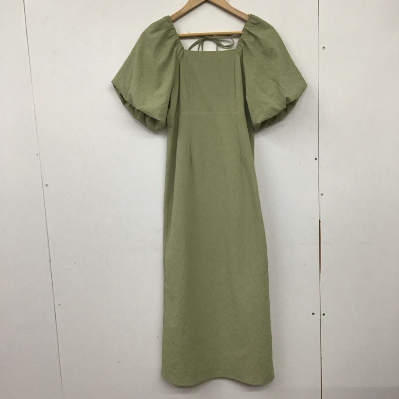 アルシーヴ archives ワンピース ロングスカート ar233009-21 半袖ロングワンピース パフスリーブ スクエアーネック M 無地 緑 / グリーン / レディース USED 古着 中古 10137554