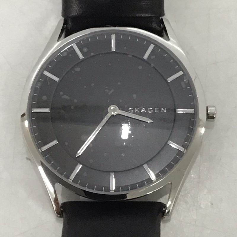 スカーゲン SKAGEN 腕時計 アナログ(クォーツ式) SKW6220 レザーベルト 箱有 ロゴ、文字 黒 / ブラック / メンズ USED 古着 中古 10134350
