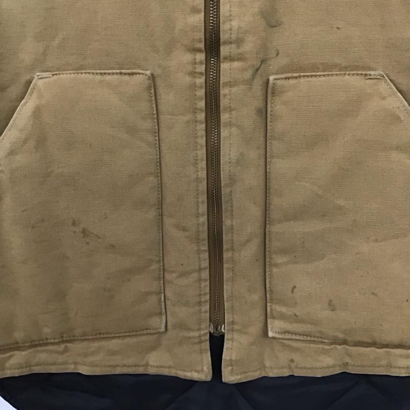 カーハート Carhartt ベスト ベスト ジップアップベスト ノースリーブカットソー アウター 80s 90s M ロゴ、文字 ベージュ / ベージュ / メンズ USED 古着 中古 10138727