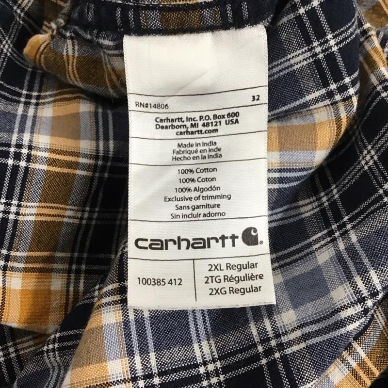 カーハート Carhartt シャツ、ブラウス 半袖 半袖シャツ チェックシャツ ボタンダウンシャツ XXL チェック マルチカラー / マルチカラー / メンズ USED 古着 中古 10125060