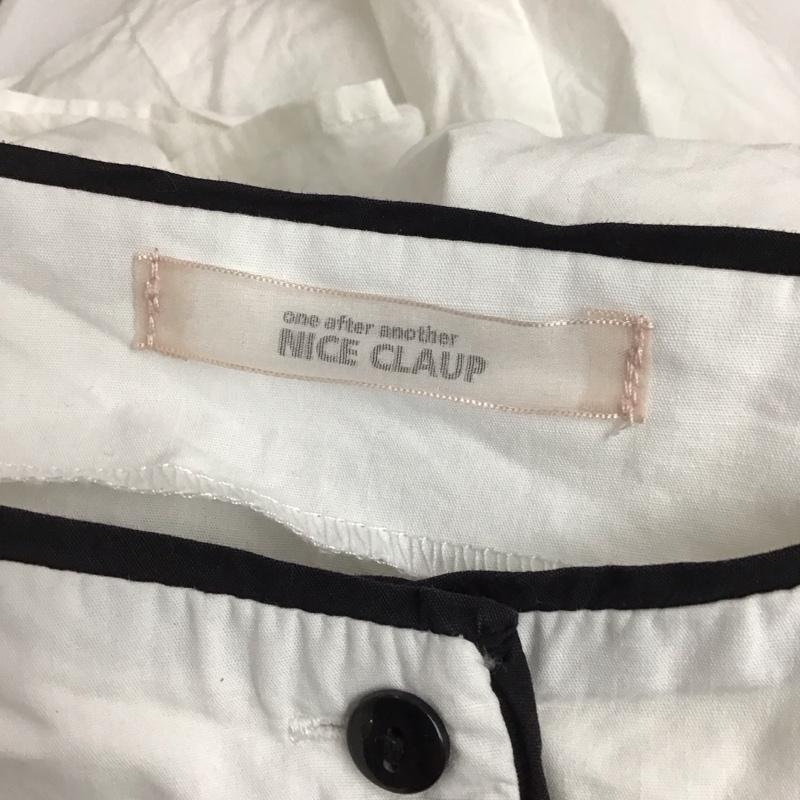 ワンアフター アナザー ナイスクラップ one after another NICE CLAUP シャツ、ブラウス 半袖 300840 パイピングブラウス FREE 無地 白 / ホワイト / X 黒 / ブラック / レディース USED 古着 中古 10123088