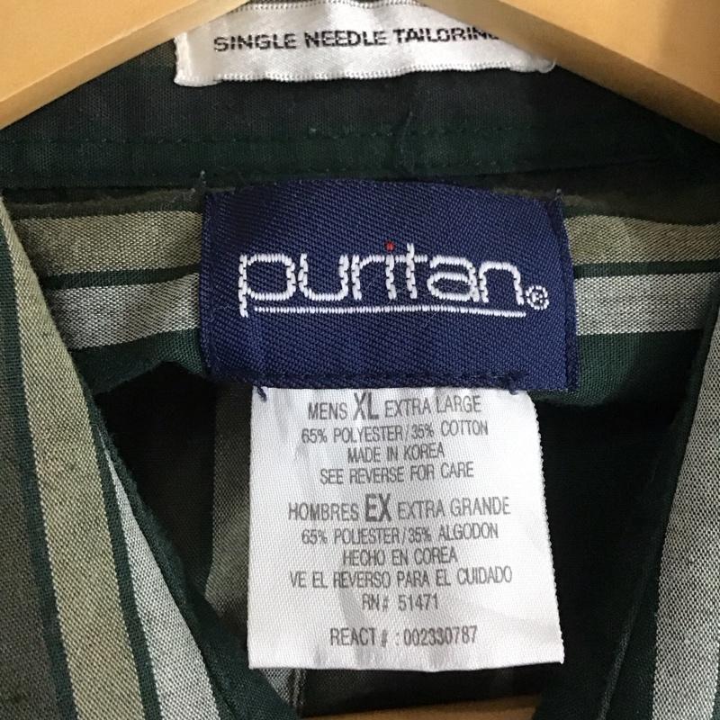ピューリタン PURITAN シャツ、ブラウス 長袖 長袖シャツ ストライプシャツ カラーシャツ XL ストライプ カーキ / カーキ / メンズ USED 古着 中古 10150274