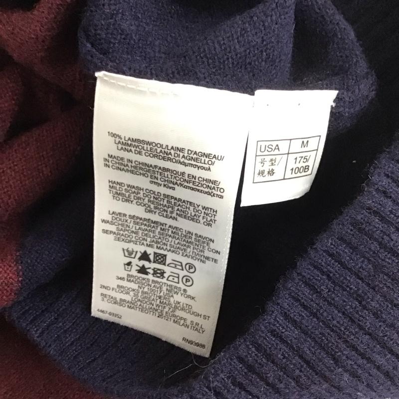 ブルックスブラザーズ BROOKS BROTHERS ニット、セーター 長袖 長袖ニットカットソー ニット セーター ヘンリーネックニット M ボーダー柄 マルチカラー / マルチカラー / メンズ USED 古着 中古 10113597
