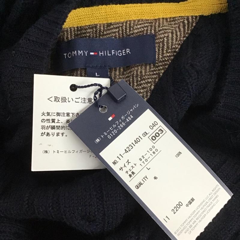 トミーヒルフィガー TOMMY HILFIGER ニット、セーター 長袖 長袖ニットカットソー ニット セーター クルーネックニット L 紺 / ネイビー / メンズ USED 古着 中古 10112835