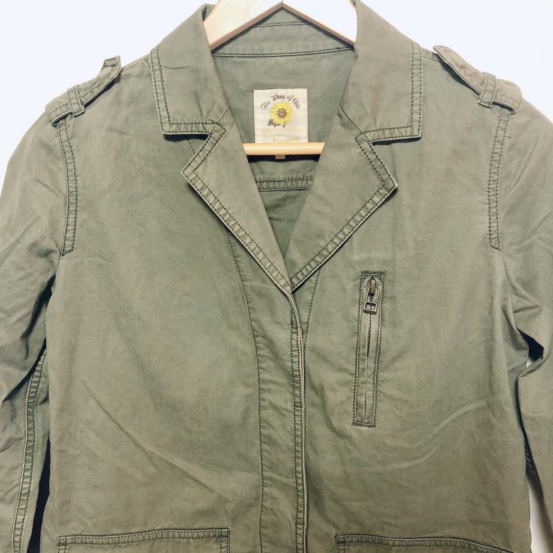 ザウェイオブシックレイビームス The Way of Chic Ray Beams ジャケット、上着 ジャケット、ブレザー 0 無地 X ダメージ加工 緑 / グリーン / レディース USED 古着 中古 10015791