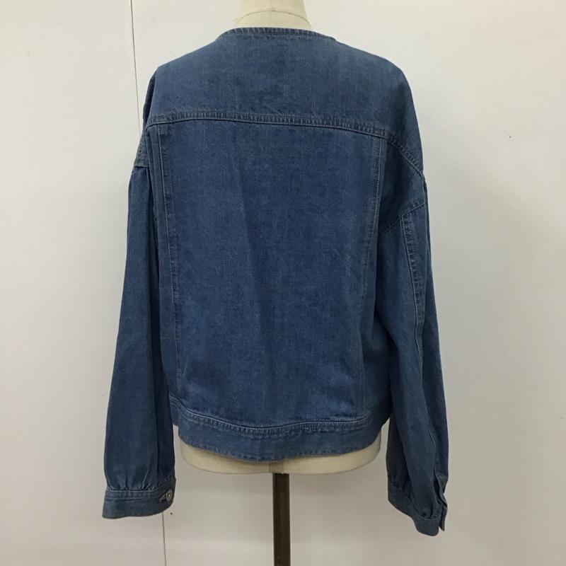 エヘカソポ ehka sopo ジャケット、上着 ジャケット、ブレザー 1302330 ノーカラー デニムジャケット M 無地 青 / ブルー / レディース USED 古着 中古 10114758