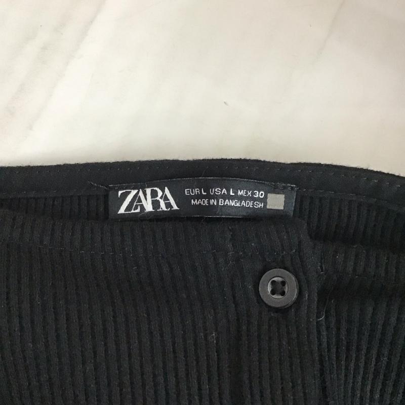 ザラ ZARA カットソー 長袖 長袖カットソー スクエアネック 前開きカットソー L 無地 黒 / ブラック /  レディース USED 古着 中古 10113261