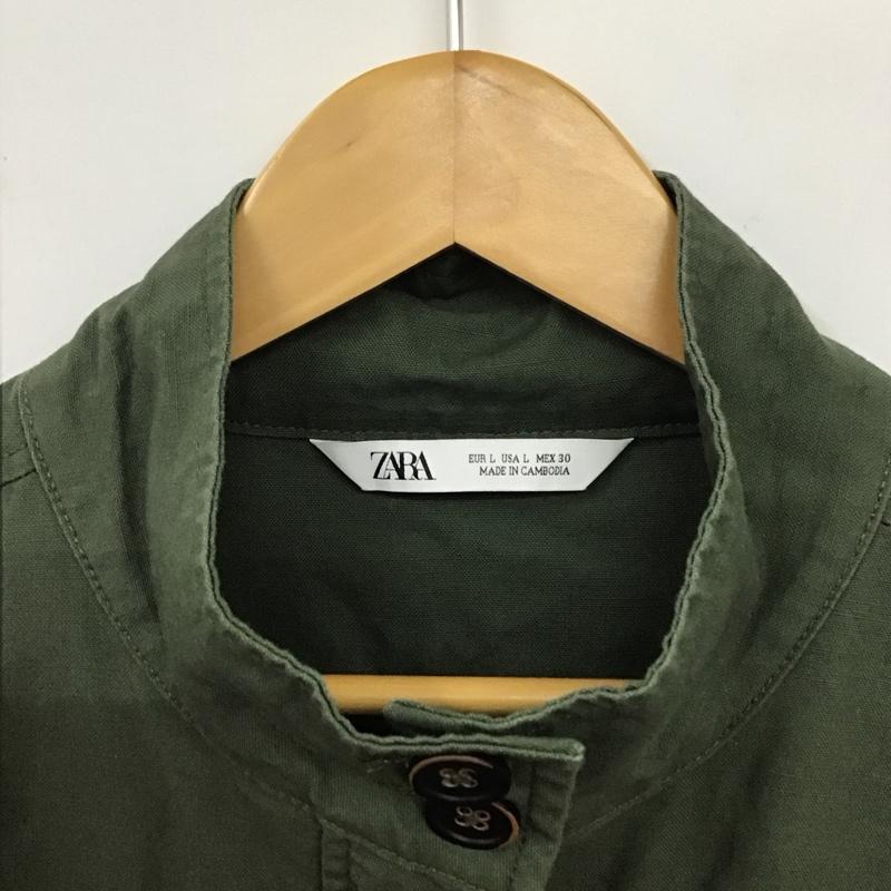 ザラ ZARA ジャケット、上着 ジャケット、ブレザー 8574/025/505 クロップドジャケット L 無地 カーキ / カーキ / レディース USED 古着 中古 10131680