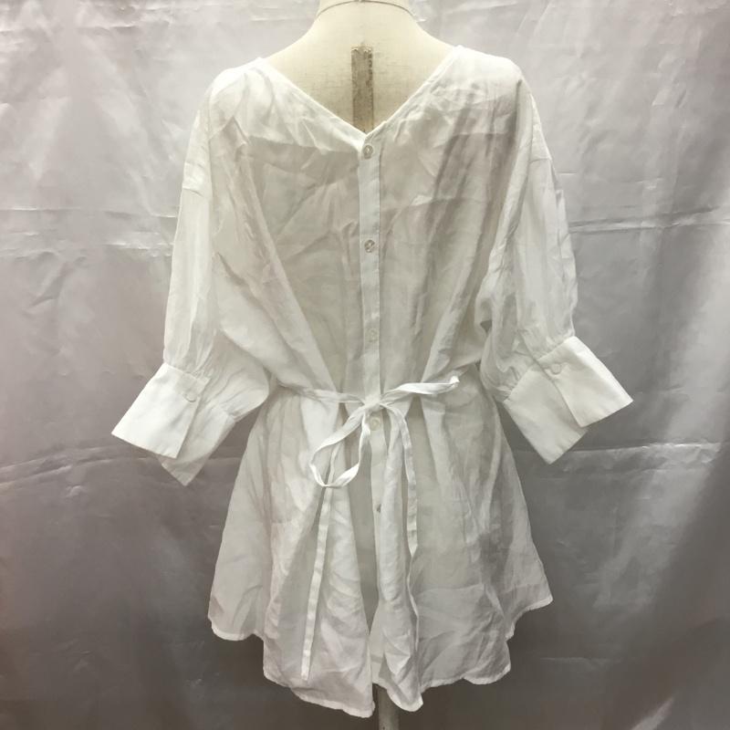 ムルーア MURUA カットソー 七分袖 012140402101-01 シアーカシュクールシャツ FREE 無地 白 / ホワイト /  レディース USED 古着 中古 10107303