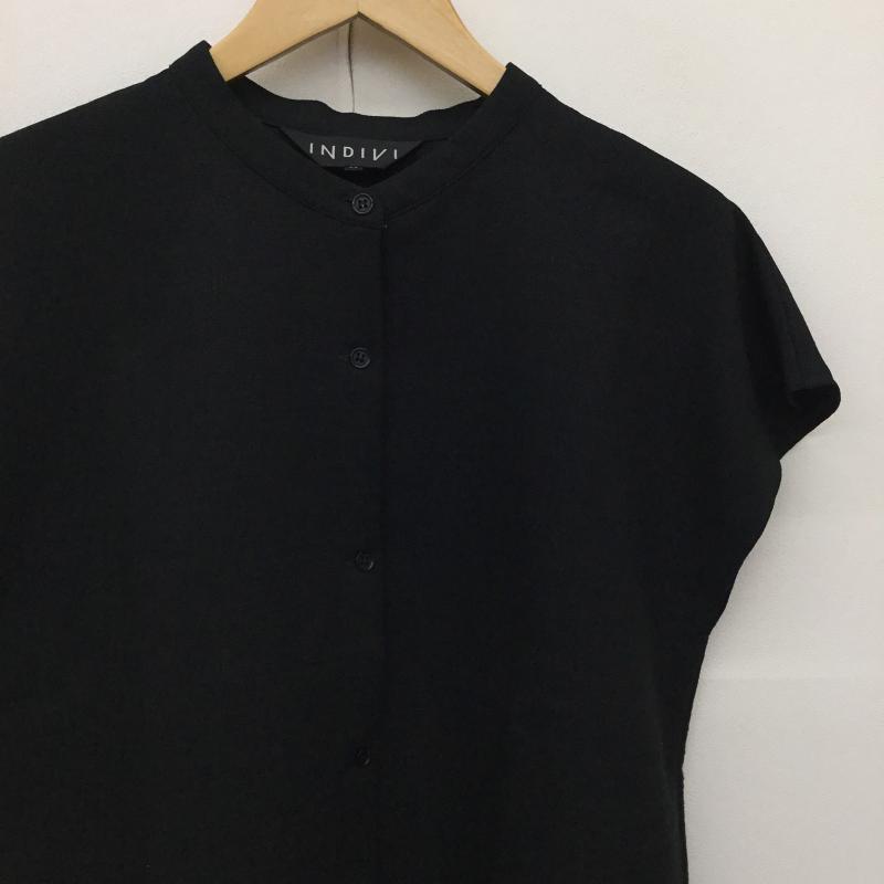 インディヴィ INDIVI シャツ、ブラウス 半袖 38 無地 黒 / ブラック / レディース USED 古着 中古 10137594