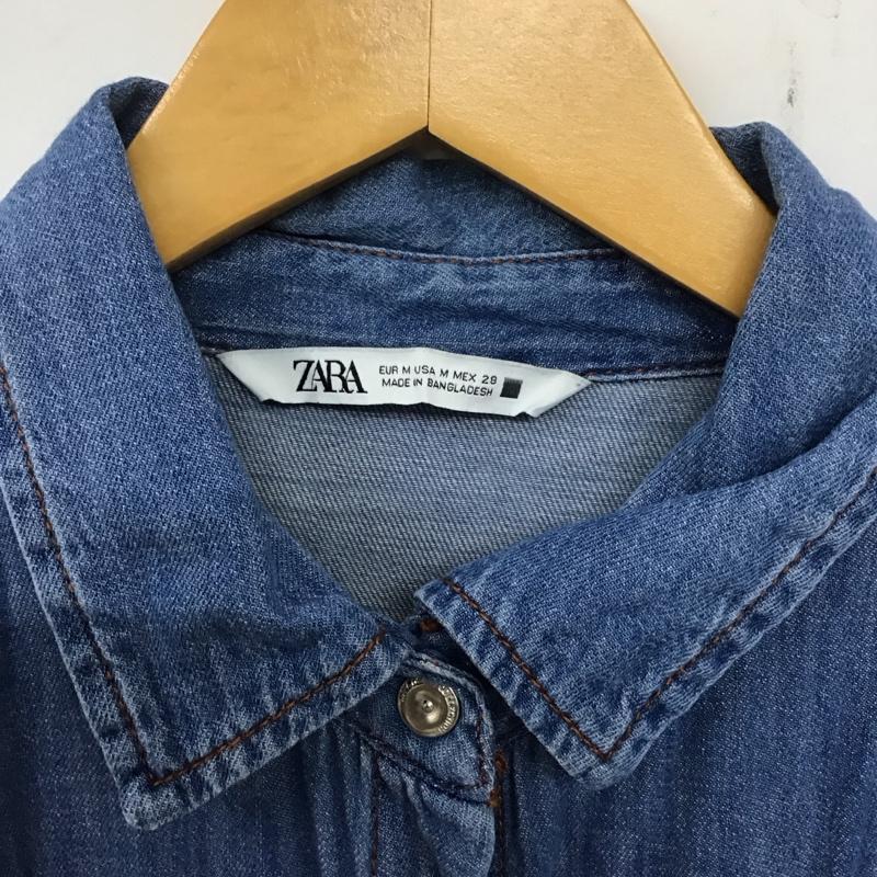 ザラ ZARA シャツ、ブラウス 長袖 デニムシャツ M 無地 水色 / ライトブルー / レディース USED 古着 中古 10133623